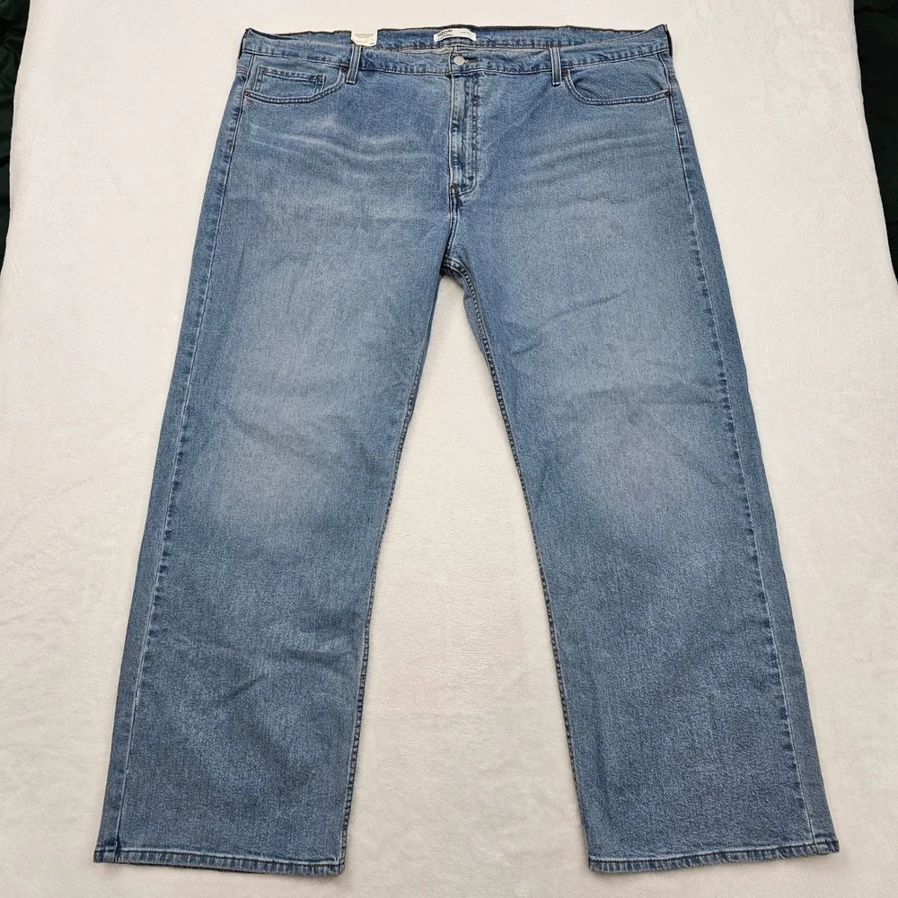 Signature Levi Strauss Mens 48x31‎ Blue Light Wash Loose Fit Jeans Denim New